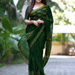 Deep Green Printed Saree