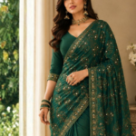 Emerald Elegance – Handcrafted Heritage Saree