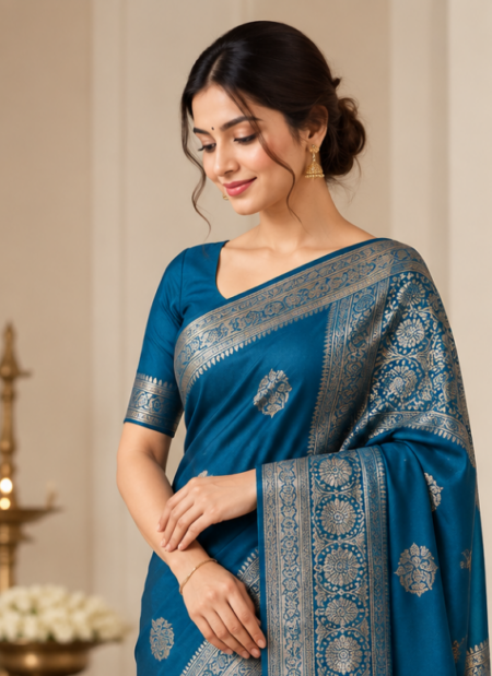 Blue South Indian Silk Saree
