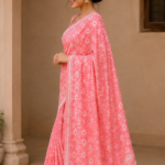 Pink Floral Printed Saree